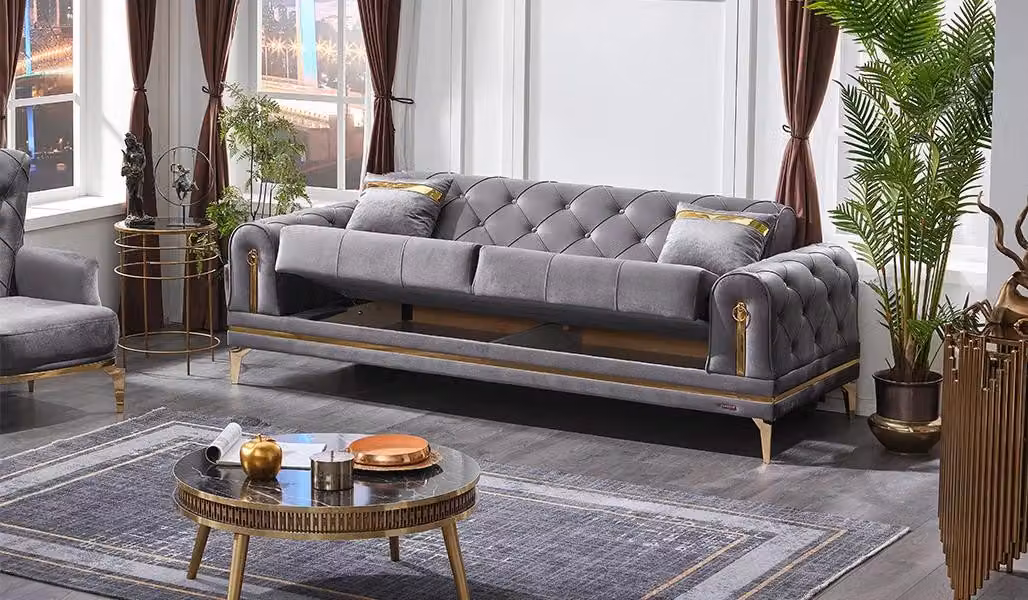 Luxus Sofa Dreisitzer Couch Modern Grau Sofas Polster Sitz Chesterfield