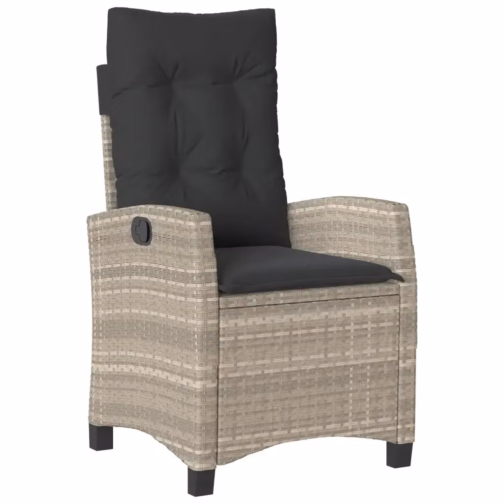 Sedia Reclinabile da Giardino vidaXL in Polyrattan Grigio Antracite con Poggiatesta Regolabile e Braccioli – 2