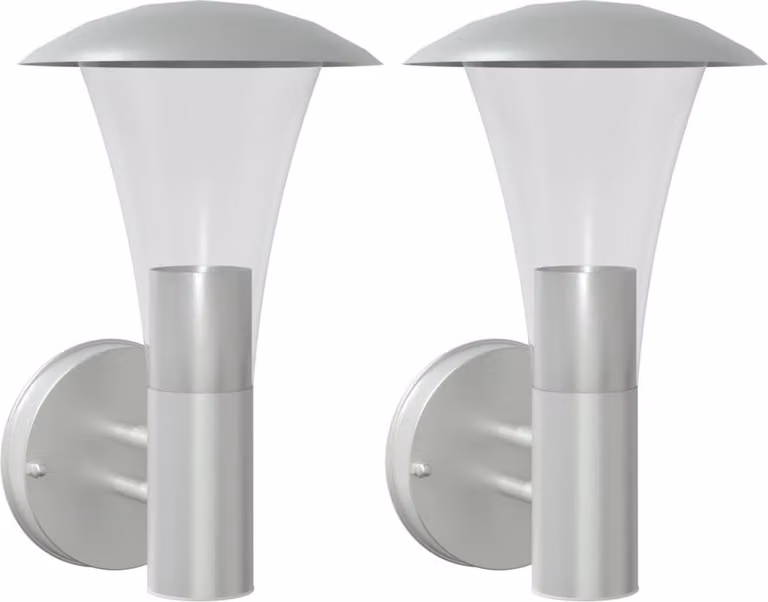 Applique da Esterno 2 pz Argento in Acciaio Inossidabile