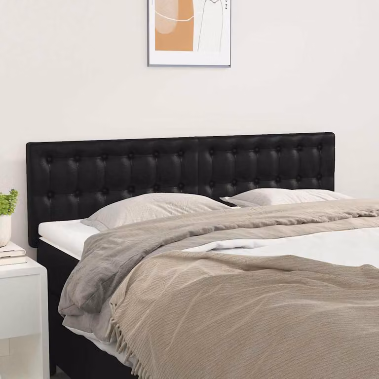 Testiera per letto vidaXL in similpelle nera con pannello imbottito L: 144 cm, P: 5 cm, H: 78-88 cm