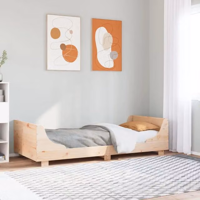 Letto singolo vidaXL in legno massello di pino naturale stile rustico L/P/H: 200 x 90 x 93,5 cm