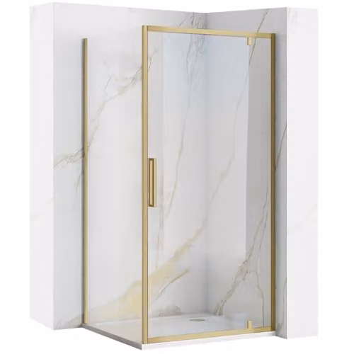 Rea Box doccia Rapid Swing Brush Gold 90x90 Cabina Doccia senza piatto doccia Vetro di sicurezza temperato Transparentne 6mm (Oro spazzolato) porta: 90 parete: 90 cm