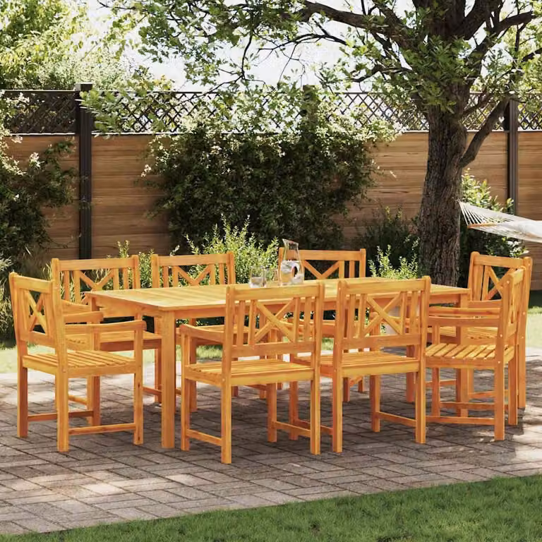 Maison Exclusive - Set da giardino per esterni, 9 pezzi, 8 posti, legno massello di acacia, colore marrone