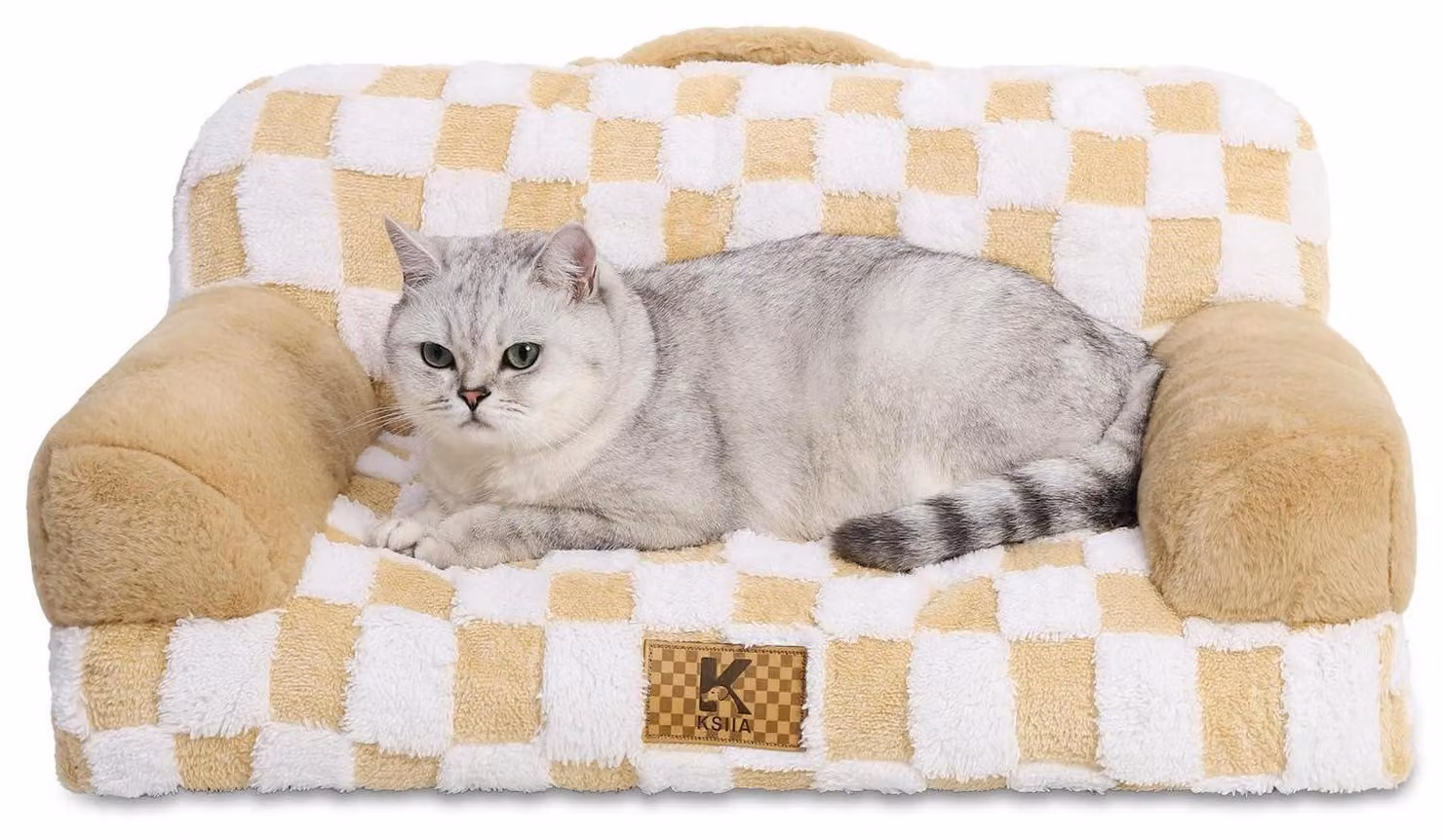 Cuccia ortopedica per gatti, morbida, 66x37 cm, lavabile, adatta anche per cani di piccola taglia, color kaki