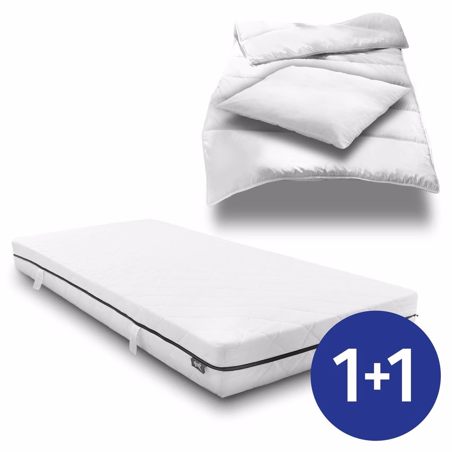 Materasso a molle insacchettate Sleezzz Superior 90 x 200 cm, altezza 18 cm, grado di rigidità H3 + set da letto in microfibra CloudComfort Basic 135 x 200 cm + 80 x 80 cm