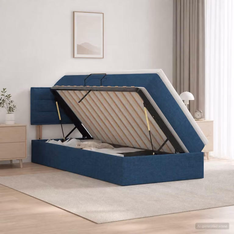 vidaXL Letto con contenitore e materasso Blu 90 x 200 cm Velluto