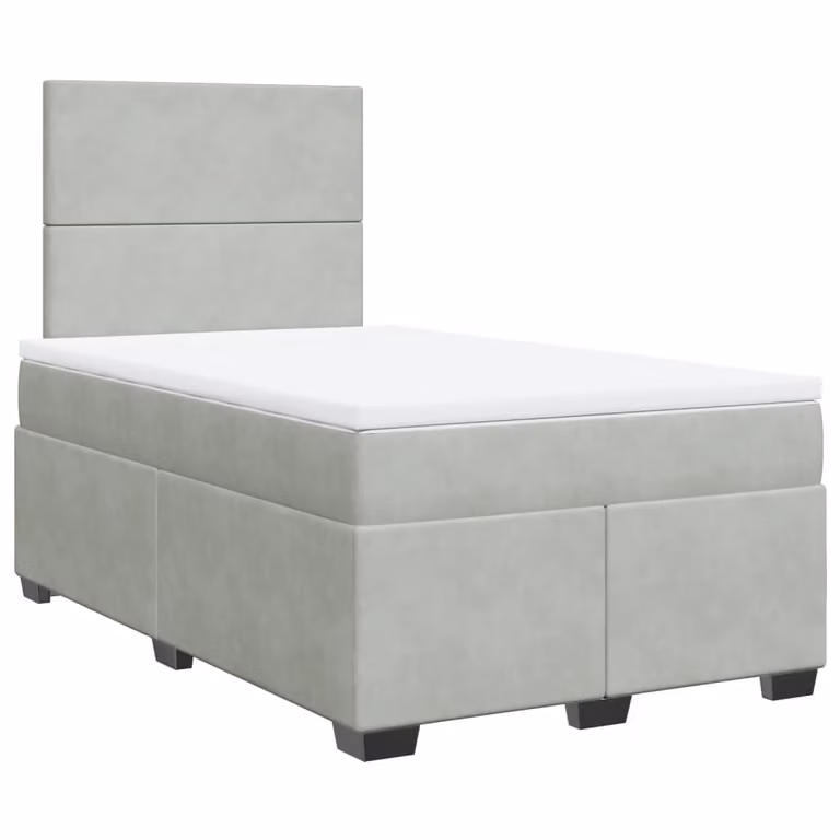Giroletto a Molle con Materasso Grigio Chiaro 120x190cm Velluto