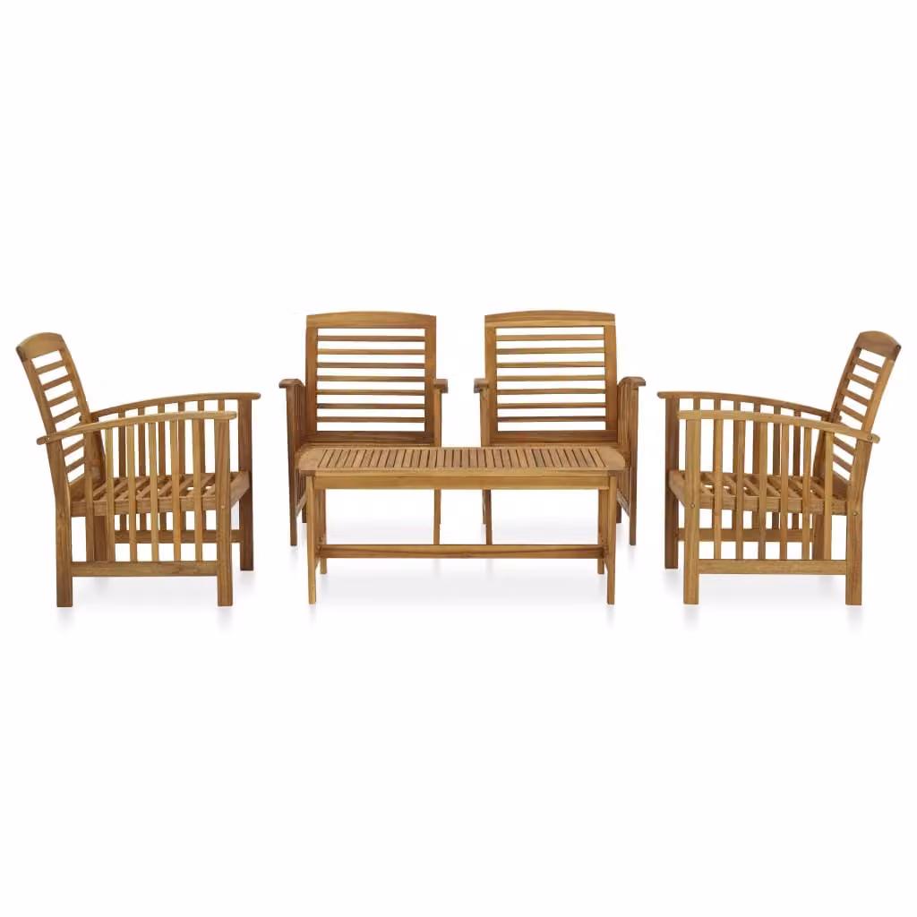Set Divani da Giardino 5 pz in Legno Massello di Acacia