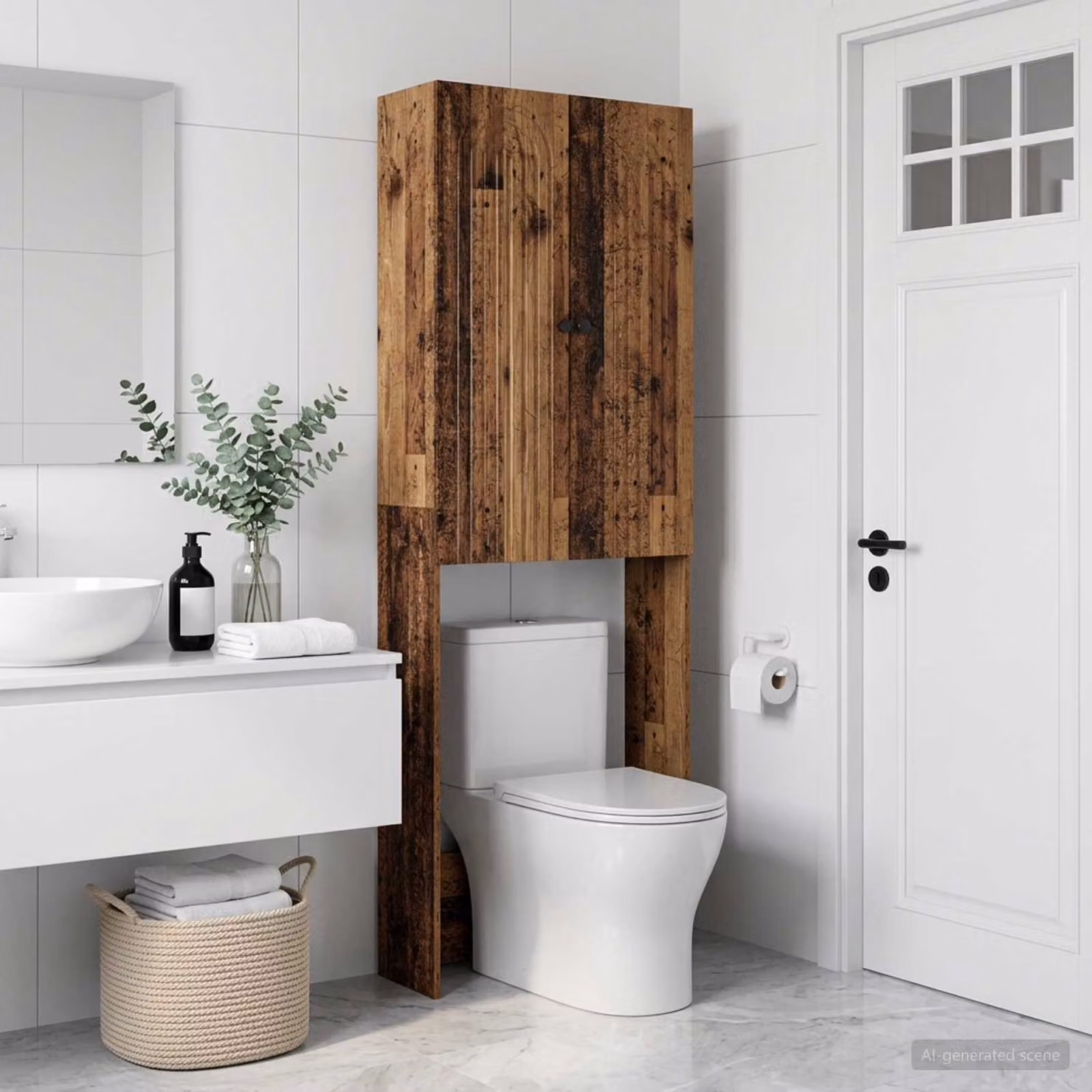 Mobiletto da bagno vidaXL ALKMAAR in legno antico marrone L: 66 cm, P: 25,5 cm, H: 190 cm