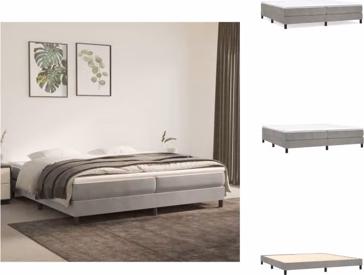 vidaXL Letto a molle con materasso grigio chiaro 200x200 cm in velluto - Letti e strutture letto