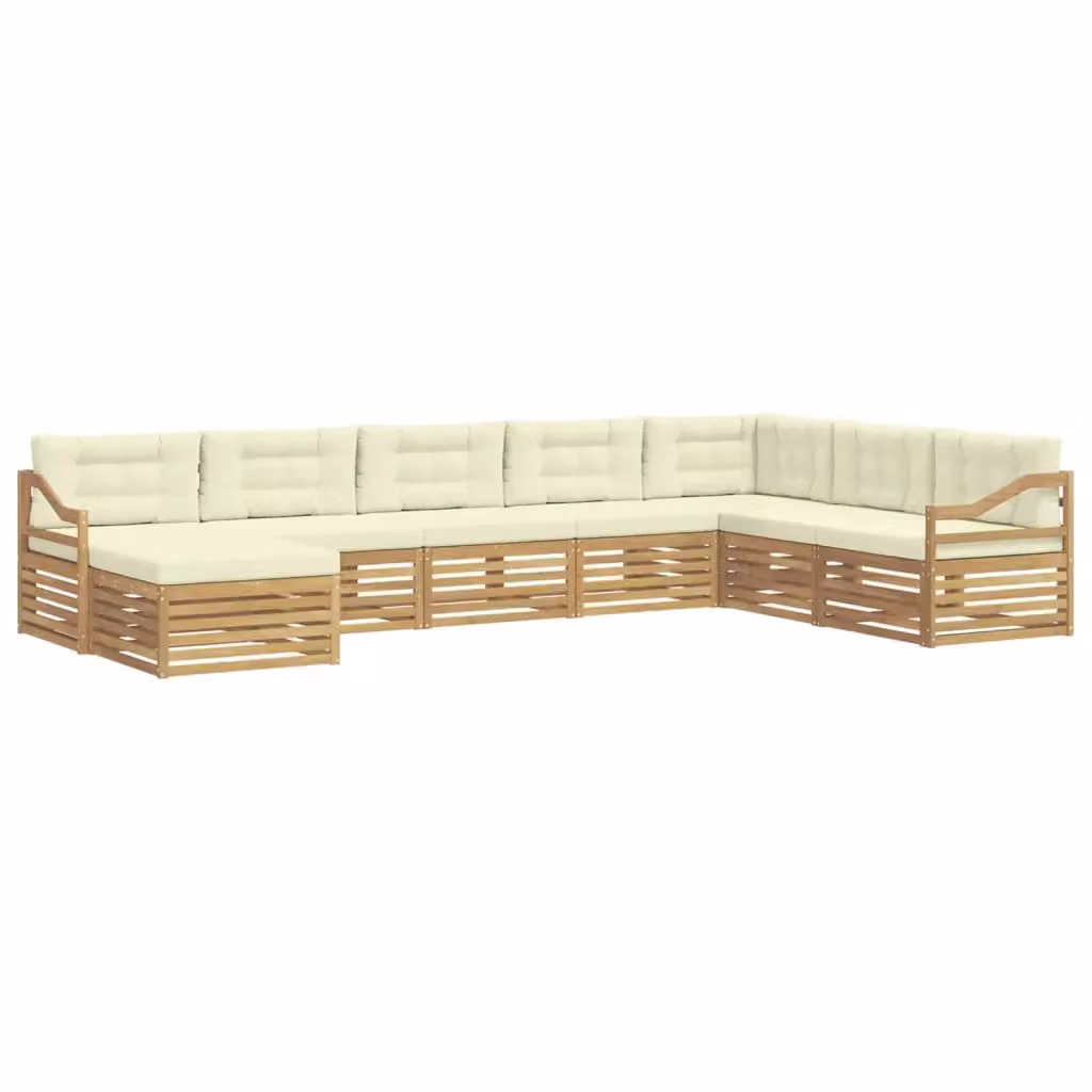 Set di divani da esterno a L con 8 pezzi vidaXL in legno di acacia bianco e beige con cuscini inclusi – 2