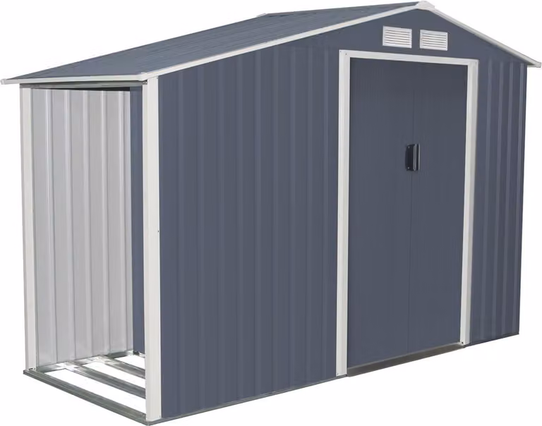 Casetta da giardino in metallo Rojaplast Luke A 268 x 117 cm grigio