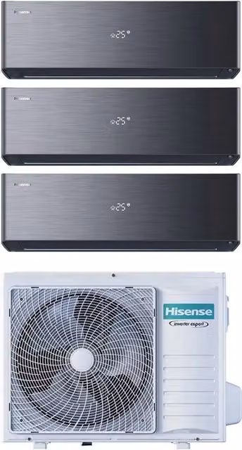 Condizionatore Split Hisense Trial Inverter Energy Pro X Black 9+9+9 con Wi-Fi Integrato e Classe Energetica A++ – 1