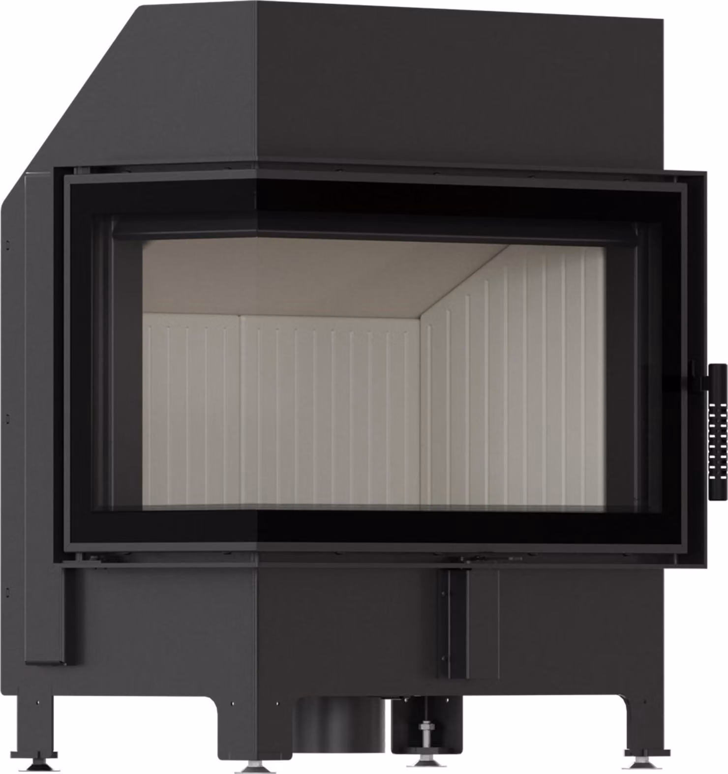 Inserto per caminetto KRATKI ZIBI ECO 9,9 kW Ø 180 angolo sinistro, porta a chiusura automatica