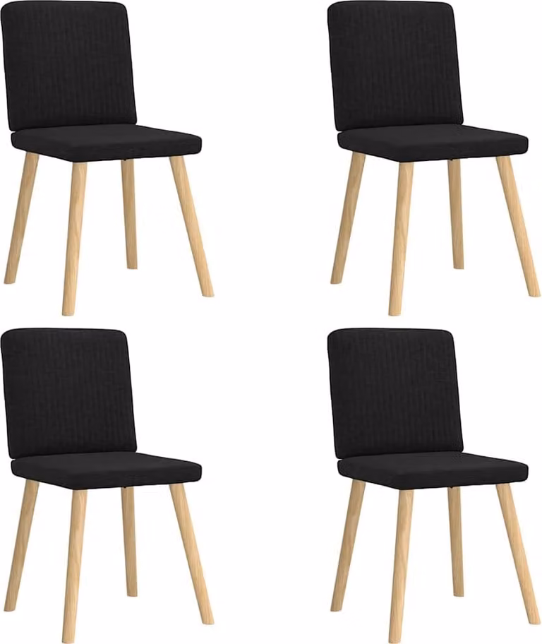 Sedie da Pranzo 4 pz Nere in Tessuto