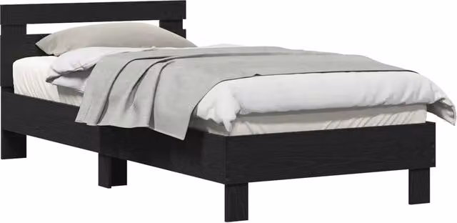 Letto singolo moderno con testiera in legno nero lucido L/P/H: 203 x 95 x 70 cm – 1