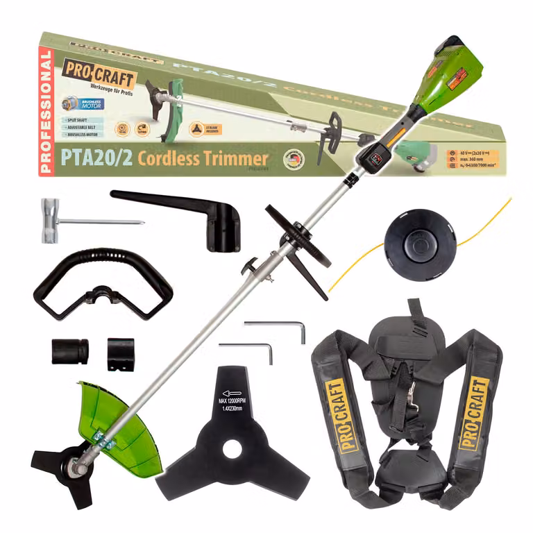Procraft PTA20/2 Decespugliatore Accu senza batteria e caricabatterie