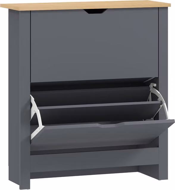 HOMCOM Mobile porta scarpe 12 paia, armadio porta scarpe stretto con 2 cassetti ribaltabili e ripiani regolabili, grigio scuro   Aosom Italy