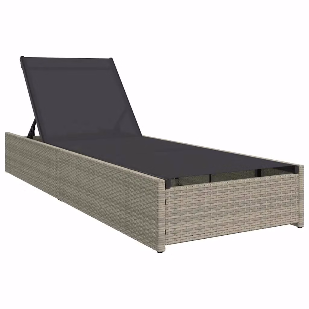 Lettino da sole moderno vidaXL in polyrattan beige con poggiatesta regolabile L: 200.5 cm, P: 70 cm, H: 75 cm – 2