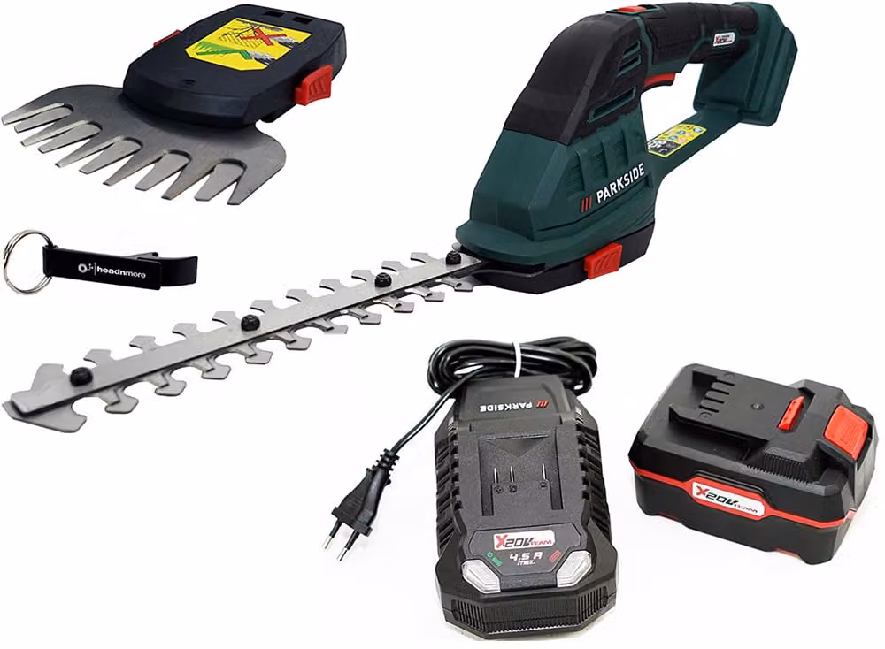 PARKSIDE® 20 V 2in1 cesoie per arbusti / cesoie per erba a batteria incl. batteria (4 Ah), caricabatteria (2,4 A) e valigetta di conservazione