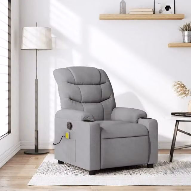 Poltrona Reclinabile Relax vidaXL in Tessuto Grigio con Braccioli e Regolazione Manuale