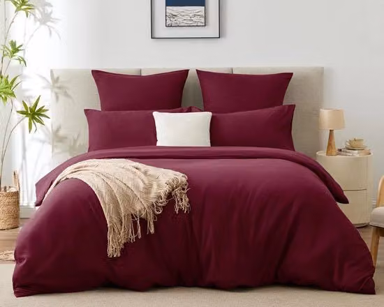 Set da letto JGS in microfibra traspirante composto da copripiumino e federe, colore rosso, L 260 cm x P 240 cm