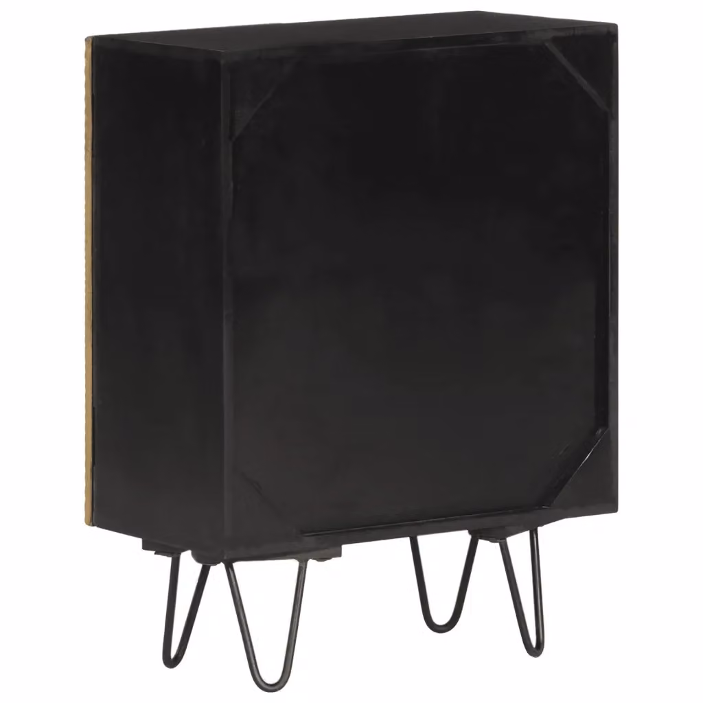 Credenza a parete vidaXL in legno di mango con dettagli oro e nero L 55 cm, P 30 cm, H 75 cm – 2