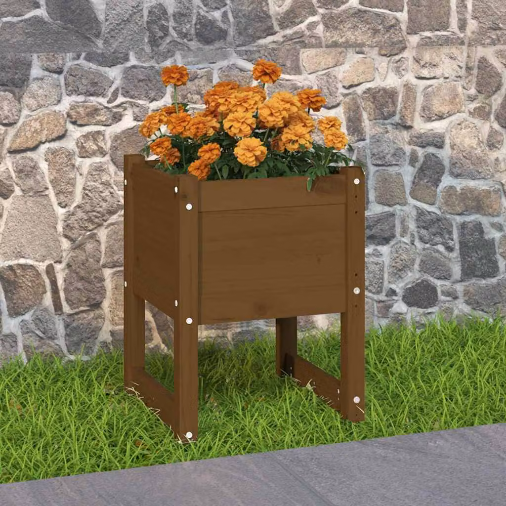 Fioriera vidaXL in legno di pino marrone ambra L/P/H: 40 x 40 x 52,5 cm