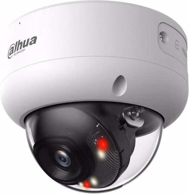 Telecamera di sorveglianza IP Dome Dahua WizSense IPC-HDBW3449E-S-IL con tecnologia Smart Dual Light da 4MP, colore bianco