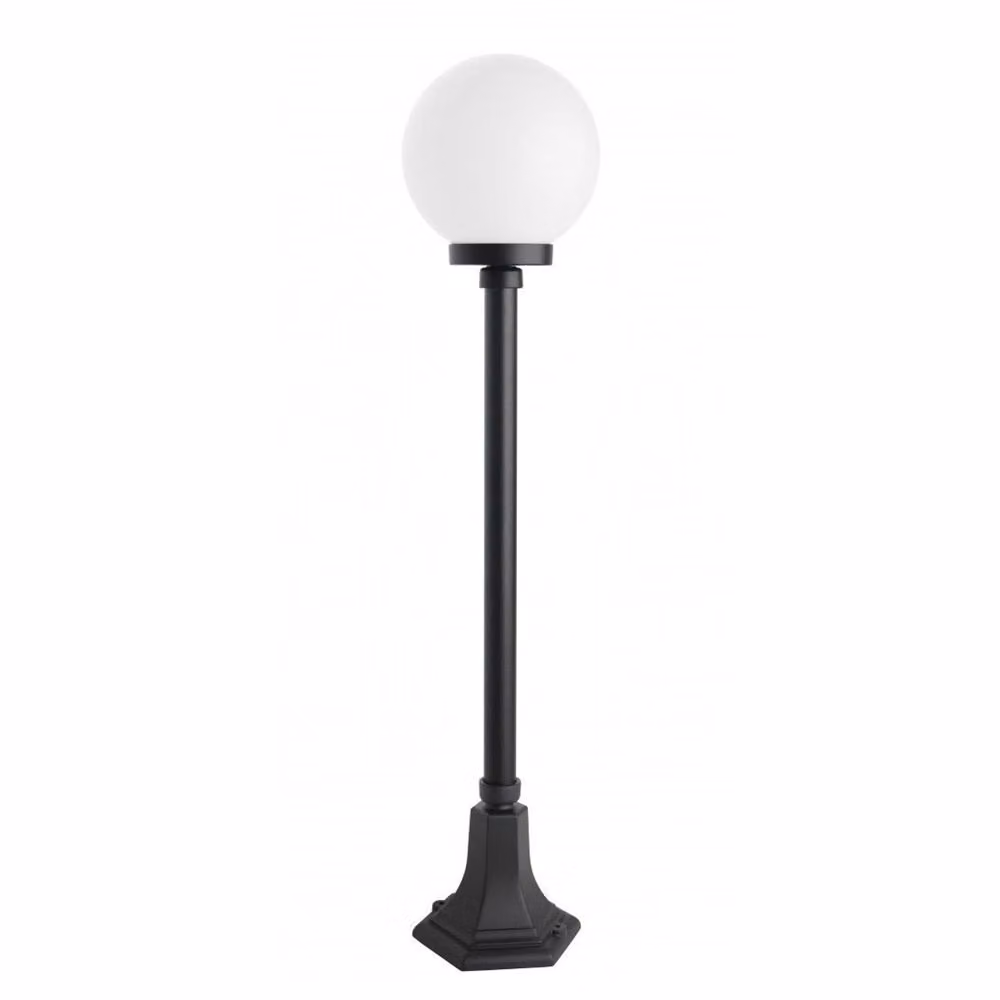 Lampada da giardino 98 cm sfera bianca o fumé 20 cm 1xE27 nero IP43 SU-MA KULE K 5002/2/KP 200
