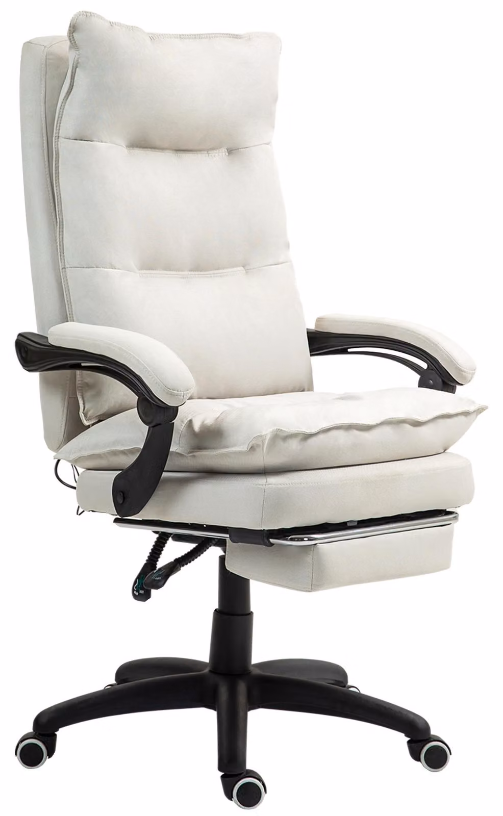 Sedia da ufficio Vinsetto con massaggio a 6 punti, poltrona da gaming ergonomica, bianco crema