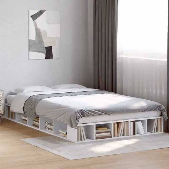 Letto con contenitore e doghe in legno bianco vidaXL L 120 x P 200 cm