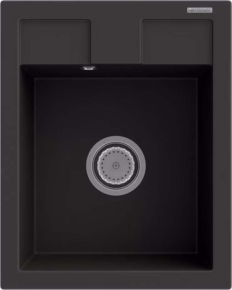Granitan - Lavello in granito - Lavello da cucina - Lavello 50x40 cm - Nero - con sifone - Lavello - BEST