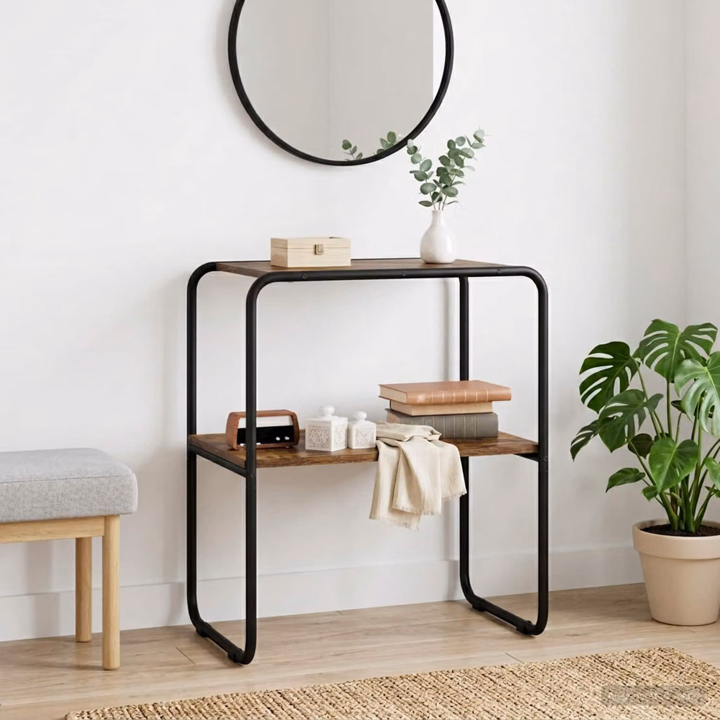 vidaXL Tavolo consolle in stile industriale color marrone, L: 80 cm, P: 42,5 cm, H: 70 cm