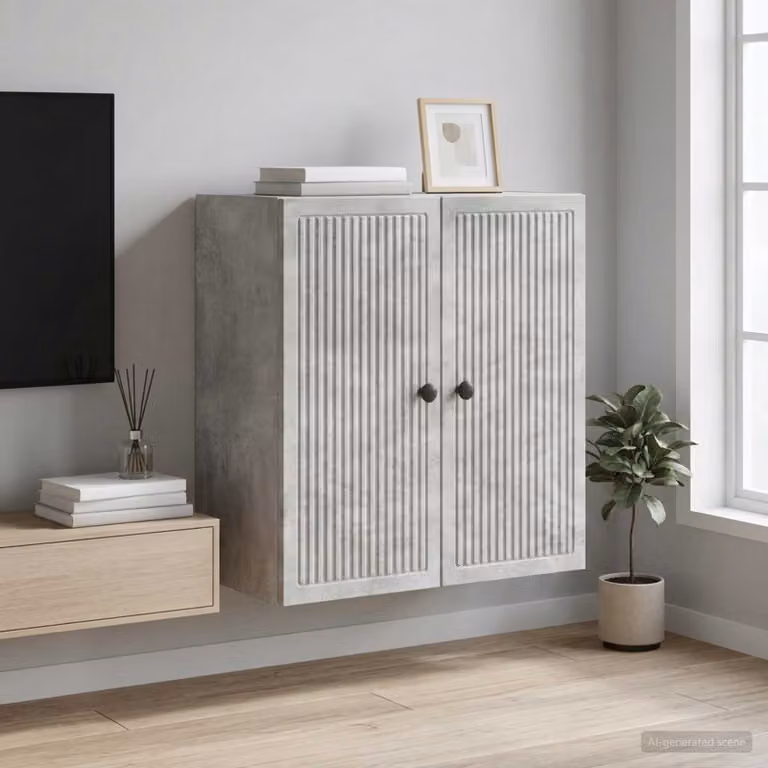 Mobiletto a muro vidaXL Grigio, stile vintage con ante a battente e ripiani interni, L: 59 cm, P: 31 cm, H: 60 cm