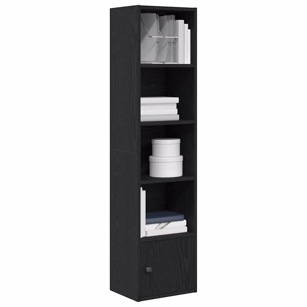 Libreria moderna vidaXL in legno nero con pannello posteriore L 31 cm, P 24 cm, H 127 cm