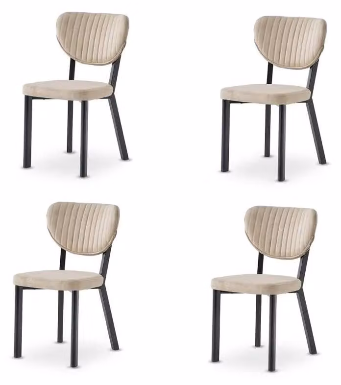 Set di 4 sedie moderne, rivestite in tessuto, comode, color marrone. Morbide e confortevoli