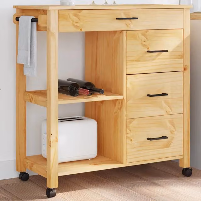 Carrello da Cucina MONZA 84x40x88,5 cm Ambra Cera 376115