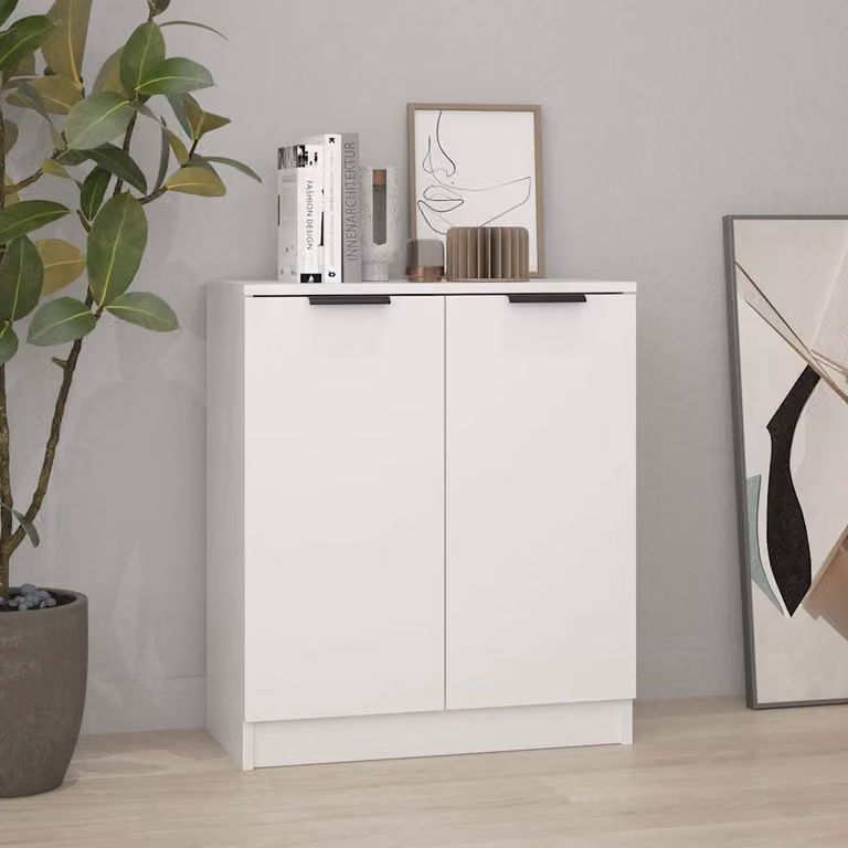 Credenza bianca vidaXL in legno MDF a parete per soggiorno e sala da pranzo L 60 cm, P 30 cm, H 70 cm