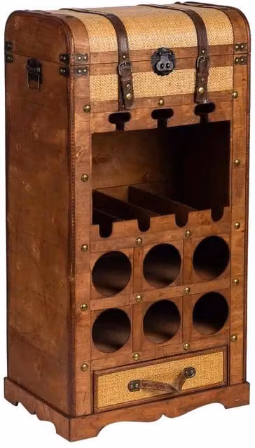 Baul porta bottiglie Wanderlust Deco in legno marrone L: 44 cm, P: 30 cm, H: 85 cm