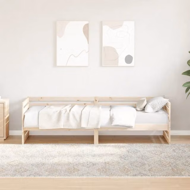 Lettino da giorno in legno massello di pino vidaXL, colore beige, L 80 x P 200 cm