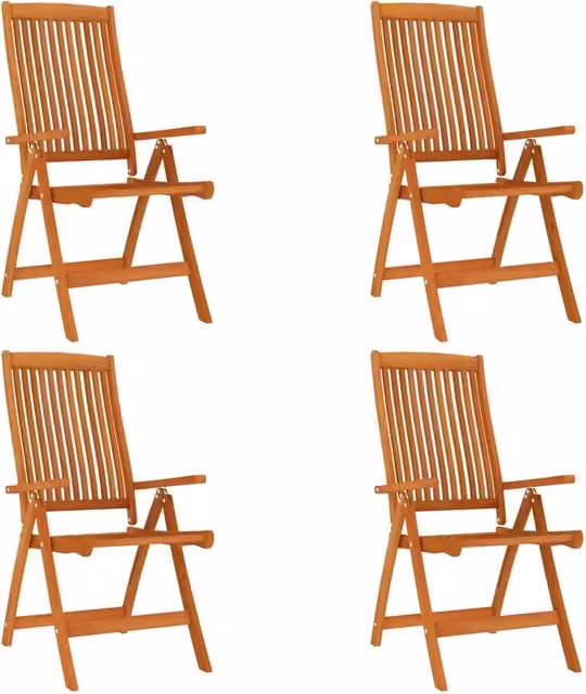 Sedie da Giardino Pieghevoli 4 pz | Sedie da Esterno in Legno Massello di Eucalipto