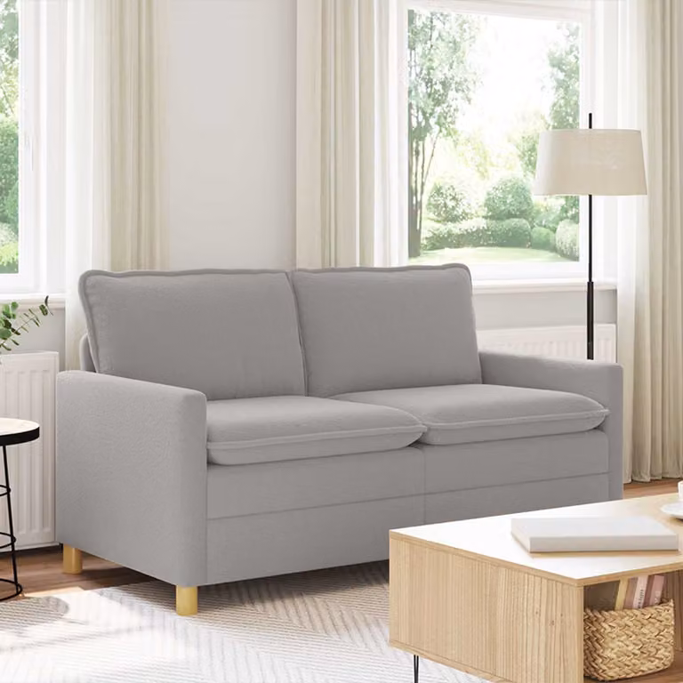 Divano moderno vidaXL in tessuto grigio con struttura in metallo e coperture rimovibili L: 156 cm, P: 81 cm, H: 87,5 cm