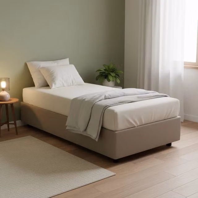 Nantine, Letto Singolo Materasso Incluso Made in Italy, Grigio Tortora
