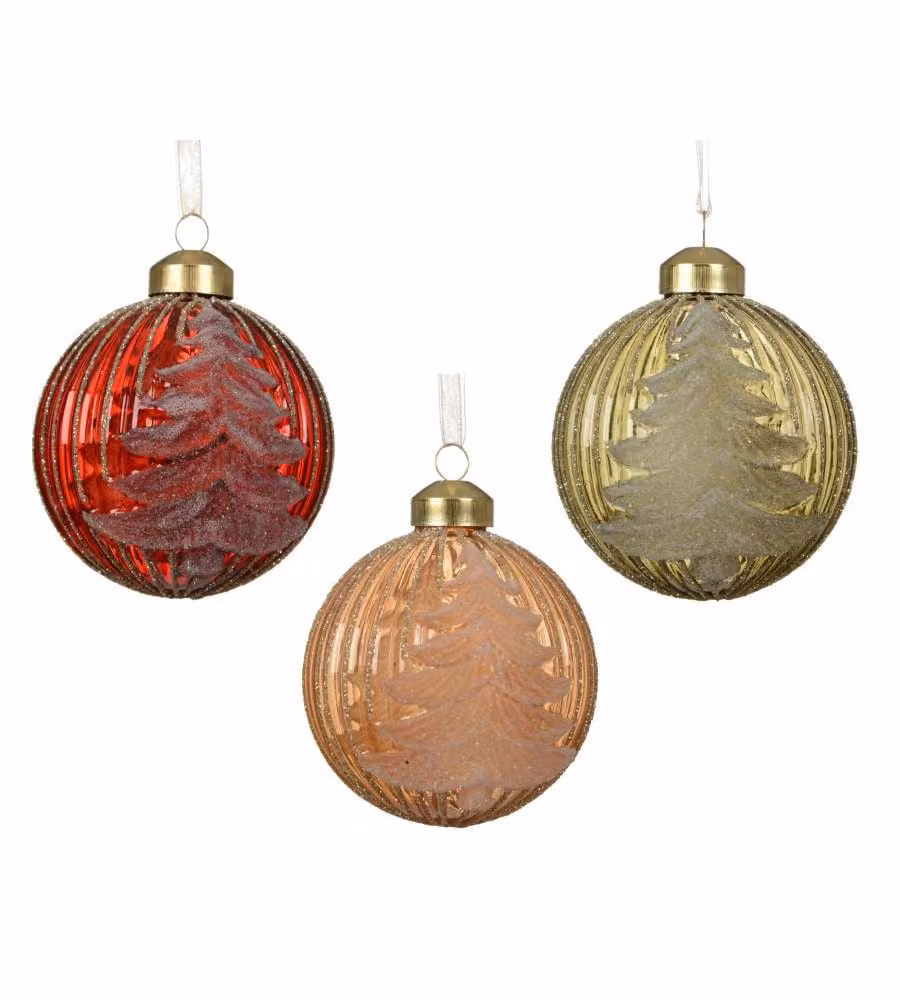 Decoris Palla di Natale Vetro Trasparente 8cm Colori Assortiti