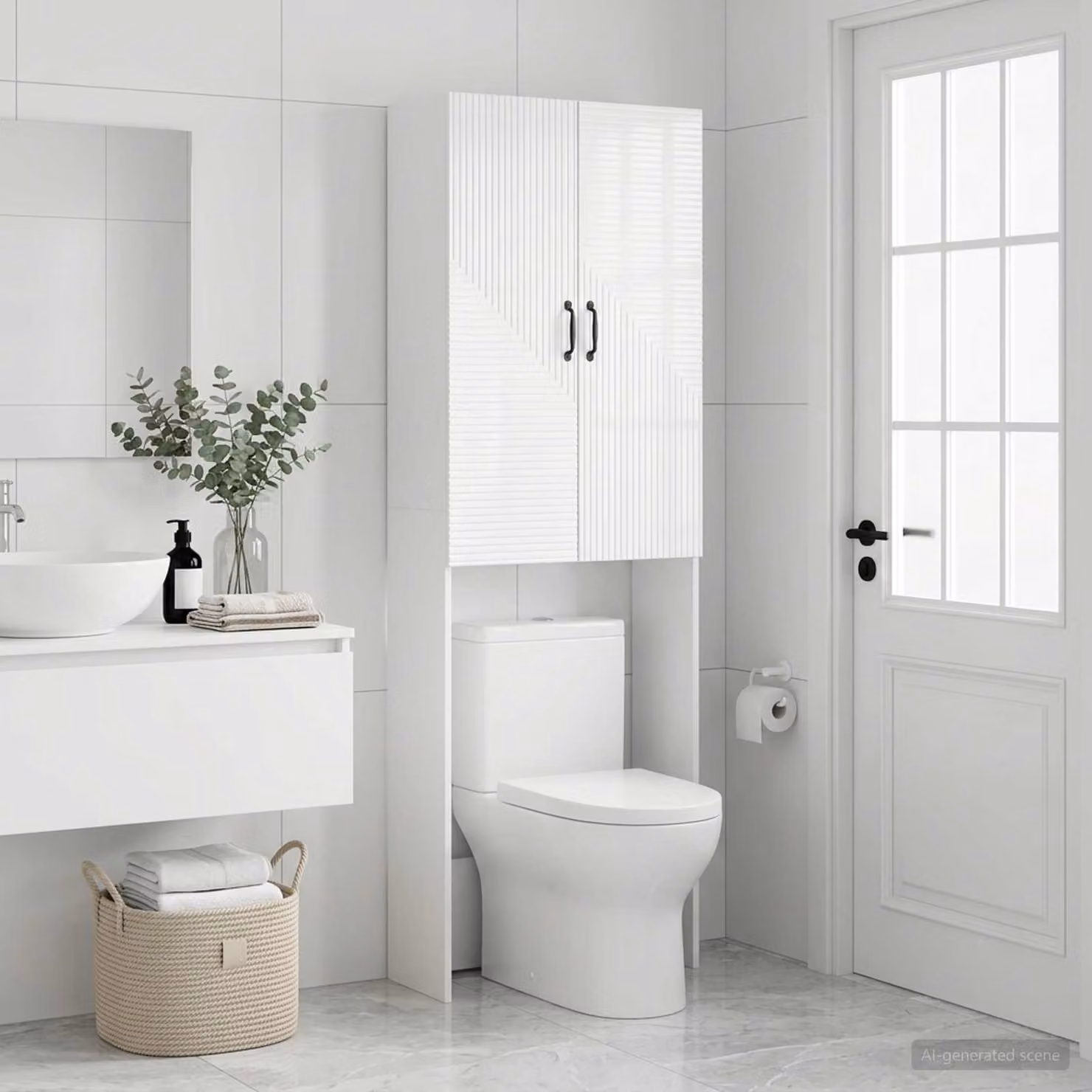Mobiletto da bagno vidaXL HAARLEM bianco lucido L 66 cm, P 25,5 cm, H 190 cm