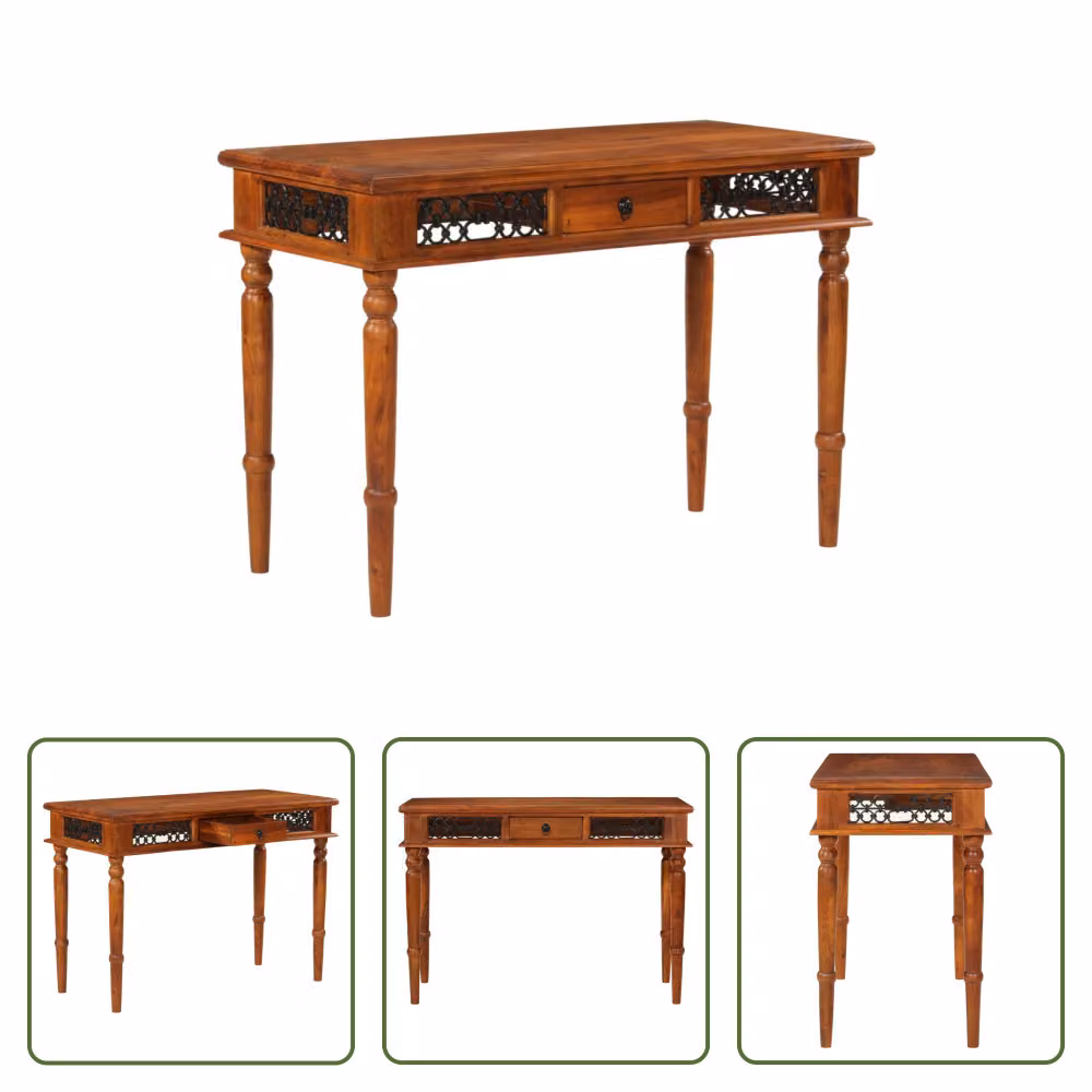 The Living Store Scrivania con cassetto 110x50x76 cm in legno massiccio di acacia