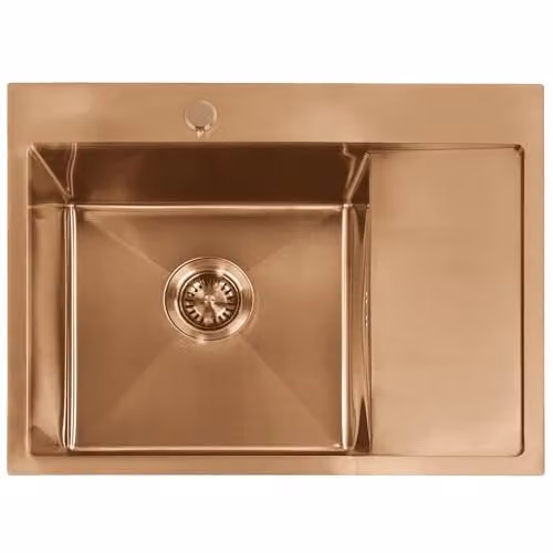 Rea - Lavello Da Cucina In Acciaio, Fin 40, Rame Spazzolato 62 X 48 X 18,5 cm