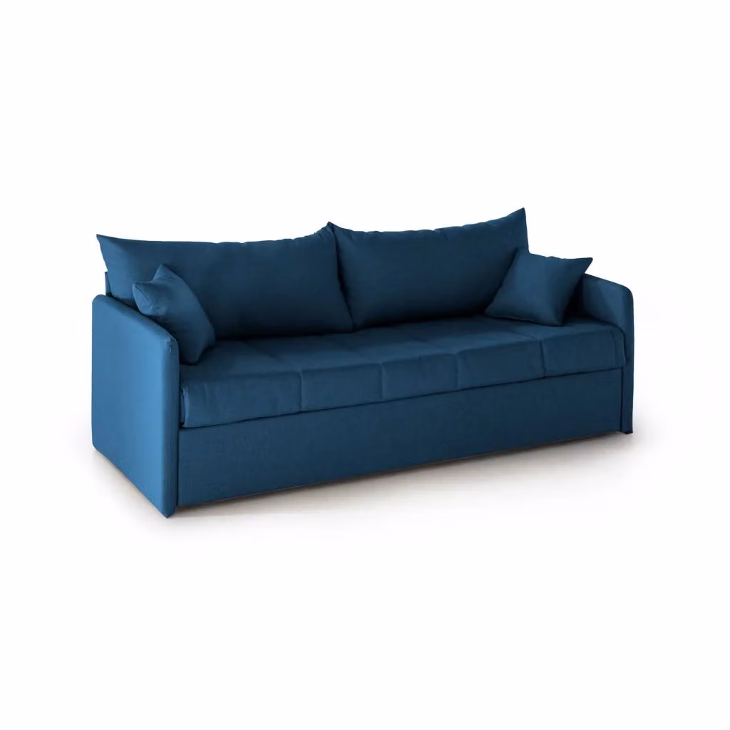 Avellana Divano Letto 3 Posti DMORA Blu Made in Italy con Coperture Sfoderabili e Struttura in Legno Massiccio L: 205 cm, P: 86 cm – 2