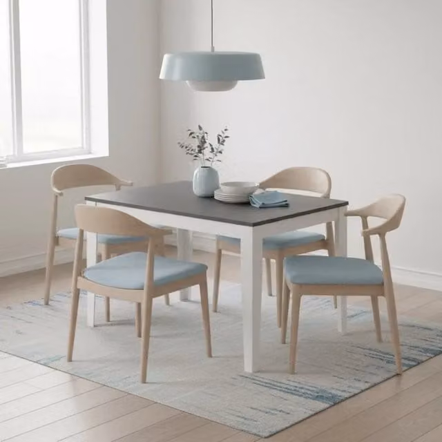 Tavolo da pranzo allungabile Moon Duzzle effetto cemento grigio e bianco L: 156-316 cm, P: 90 cm, H: 76 cm – 1